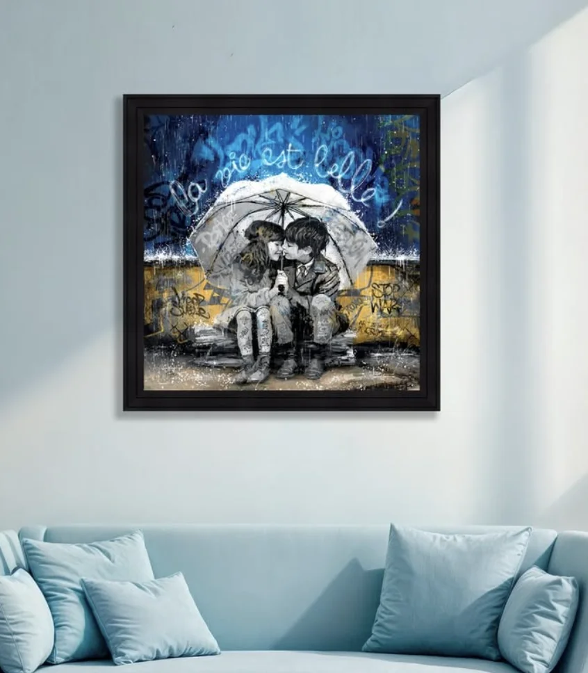 tableau-couple-sous-un-parapluie-romaric-art