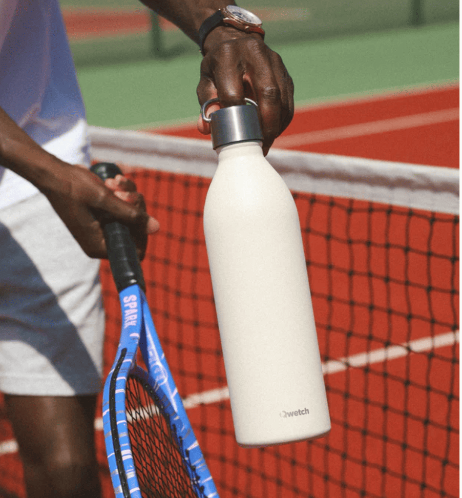 Bouteille de la gamme active de chez Qwetch isotherme d'1,5L blanc