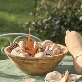 Saladier en bois inscription repas de famille